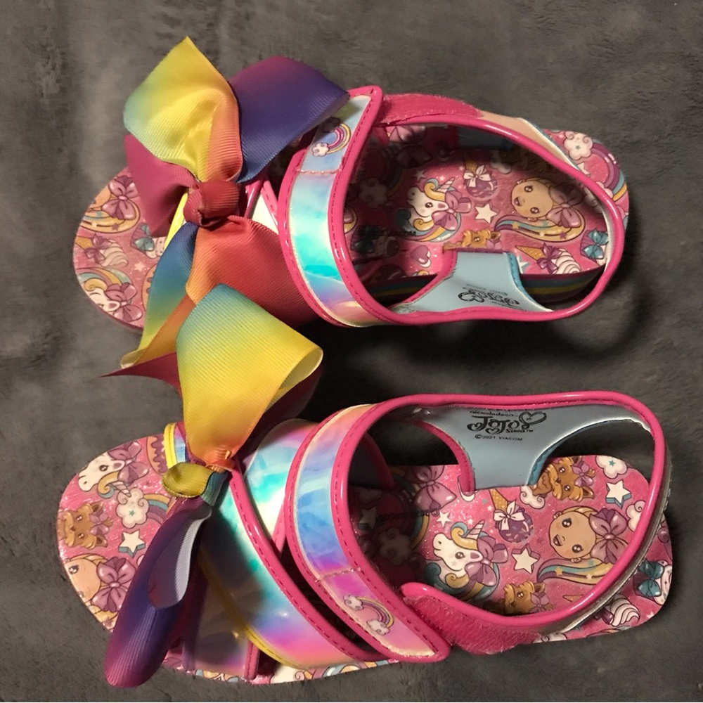 Girls' Pink Rainbow Bow Sandals, Size 2